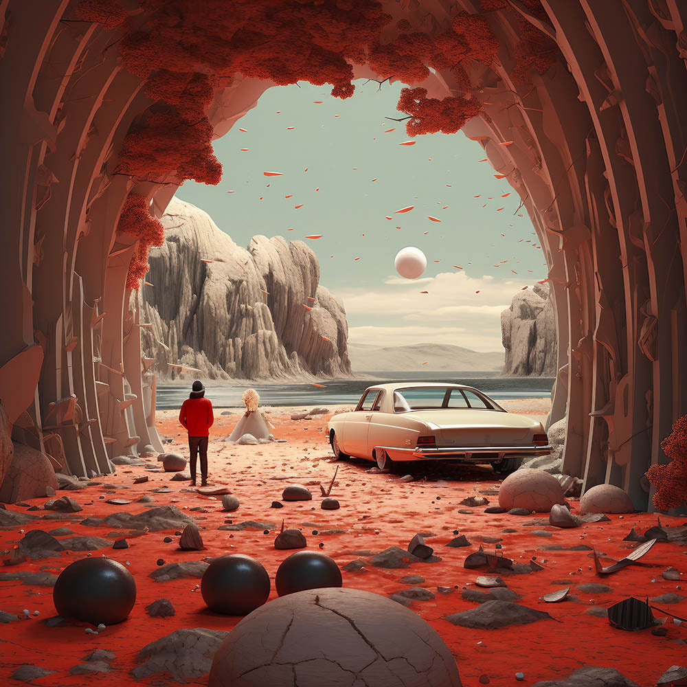 La voiture blanche en bord de mer
