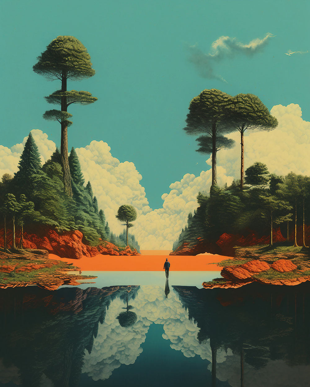 Sapins, lac et perspective